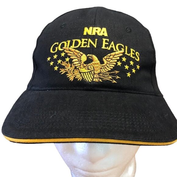 New NRA Golden Eagles Snapback Hat Cap Black Eagle Stars NWOT - Picture 1 of 5